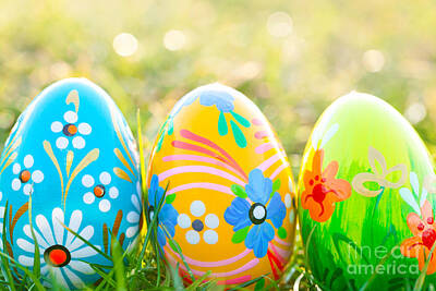 Not Your Everyday Rainbow Royalty Free Images - Handmade Easter eggs on grass Royalty-Free Image by Michal Bednarek