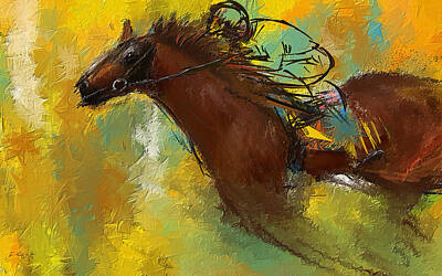 Mammals Royalty-Free and Rights-Managed Images - Horse Racing Abstract by Lourry Legarde