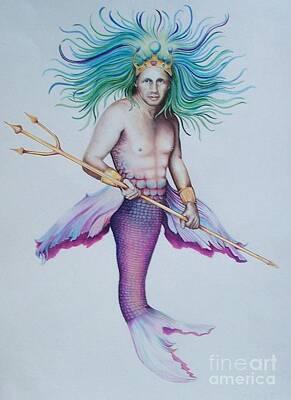 Surrealism Drawings Rights Managed Images - Merman Royalty-Free Image by David Neace