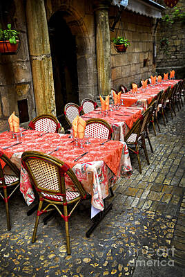 Wine Photos - Restaurant patio in France 4 by Elena Elisseeva