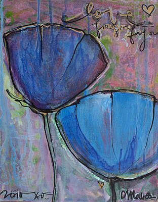 Gaugin Rights Managed Images - Two Blue Poppies Royalty-Free Image by Laurie Maves ART