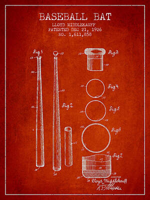 Sports Digital Art - Vintage Baseball Bat Patent from 1926 by Aged Pixel