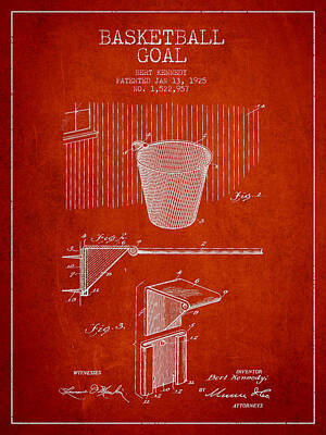Juj Winn - Vintage Basketball Goal patent from 1925 by Aged Pixel