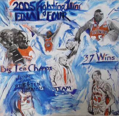Recently Sold - Sports Paintings - 2005 Fighting Illini Basketball by John Sabey Jr