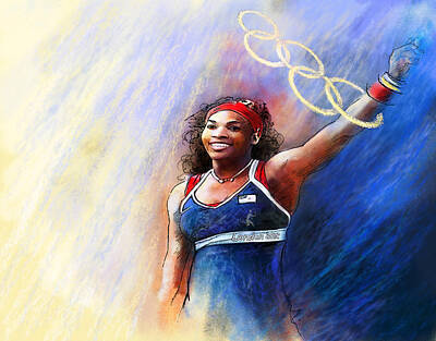 Recently Sold - Athletes Royalty-Free and Rights-Managed Images - 2012 Tennis Olympics Gold Medal Serena Williams by Miki De Goodaboom