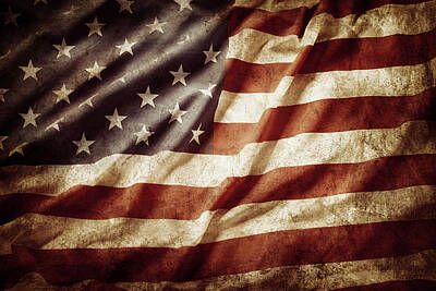 Landmarks Royalty-Free and Rights-Managed Images - American flag 53 by Les Cunliffe