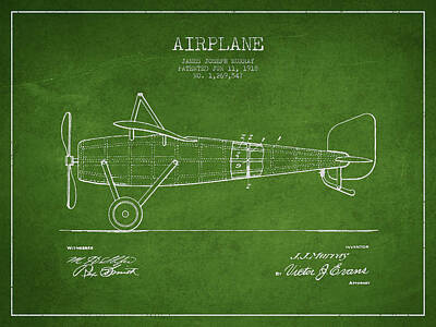 Transportation Digital Art - Airplane Patent Drawing from 1918 by Aged Pixel