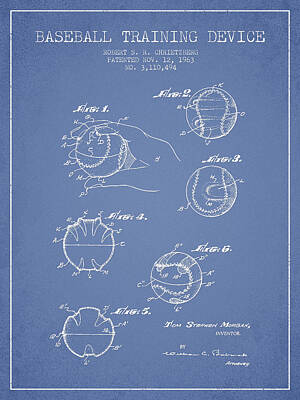 Sports Royalty-Free and Rights-Managed Images - Baseball Training Device Patent Drawing From 1963 by Aged Pixel