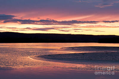 Global Design Abstract And Impressionist Watercolor Rights Managed Images - Beautiful sunset over Yukon River near Dawson City Royalty-Free Image by Stephan Pietzko