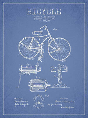 Transportation Digital Art Royalty Free Images - Bicycle Patent Drawing from 1891 Royalty-Free Image by Aged Pixel