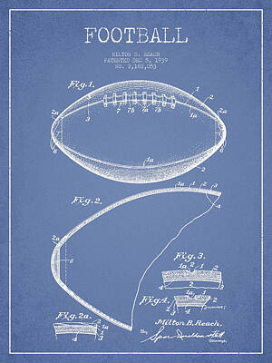 Football Royalty-Free and Rights-Managed Images - Football Patent Drawing from 1939 by Aged Pixel