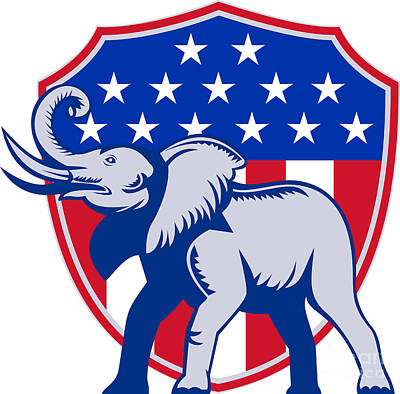 States As License Plates - Republican Elephant Mascot USA Flag by Aloysius Patrimonio