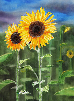 Best Sellers - Sunflowers Paintings - Sunflowers by Irina Sztukowski