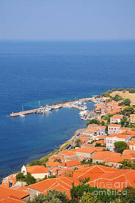 Sultry Plants Rights Managed Images - View of Molyvos village from the castle Royalty-Free Image by George Atsametakis