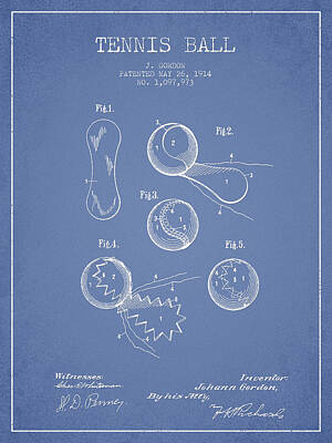 Pretty In Pink - Vintage Tennnis Ball Patent Drawing from 1914 by Aged Pixel