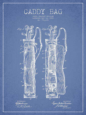 Sports Digital Art - Caddy Bag Patent Drawing From 1905 by Aged Pixel
