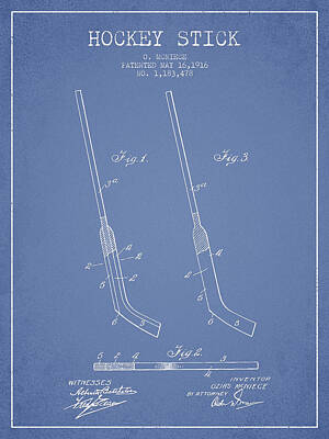 Festival Feels - Hockey Stick Patent Drawing From 1916 by Aged Pixel
