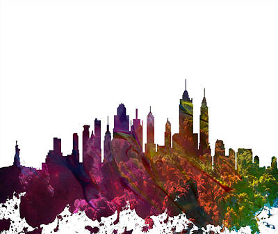 Recently Sold - Skylines Drawings - New York City Skyline by Celestial Images