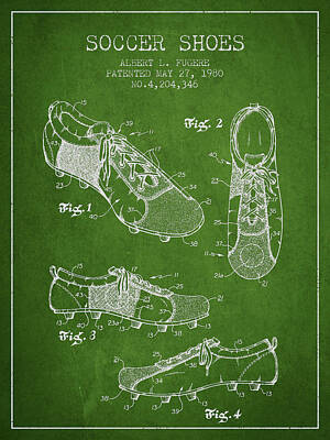 Football Digital Art - SoccerShoe Patent from 1980 by Aged Pixel