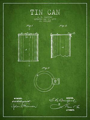 Food And Beverage Digital Art - Tin Can Patent Drawing from 1878 by Aged Pixel