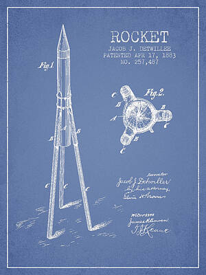 Classic Christmas Movies - Rocket Patent Drawing From 1883 by Aged Pixel