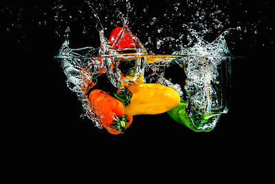 Glass Of Water Royalty Free Images - Splashing Paprika Royalty-Free Image by Peter Lakomy