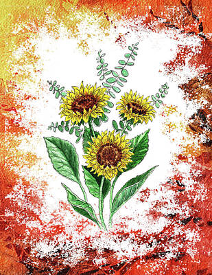 Sunflowers Royalty-Free and Rights-Managed Images - Sunflowers by Irina Sztukowski