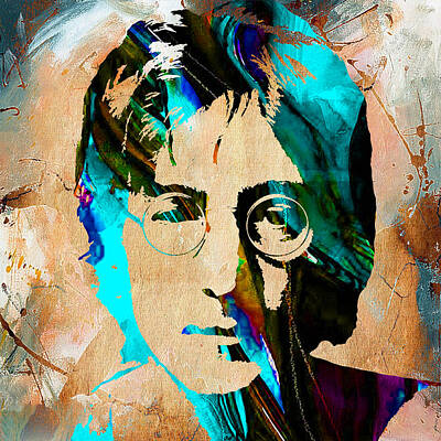 Musicians Mixed Media Rights Managed Images - John Lennon Painting Royalty-Free Image by Marvin Blaine