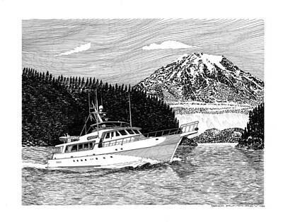 Target Project 62 Cacti Rights Managed Images - 85 Nordlund yacht passing Mt Rainier  Royalty-Free Image by Jack Pumphrey