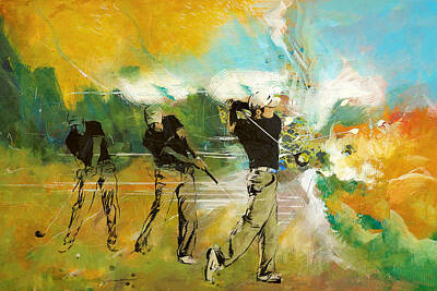 Sports Painting Royalty Free Images - A Brilliant Shot Royalty-Free Image by Catf