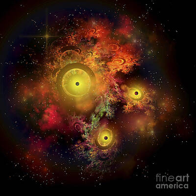 Science Fiction Royalty-Free and Rights-Managed Images - A Collection Of Colorful Nebulae by Corey Ford