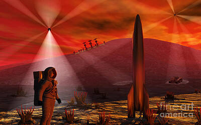 Fantasy Digital Art - A Colony Being Established On An Alien by Mark Stevenson