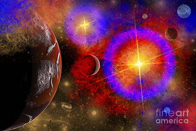 Surrealism Royalty-Free and Rights-Managed Images - A Colorful Section Of Alien Space by Mark Stevenson