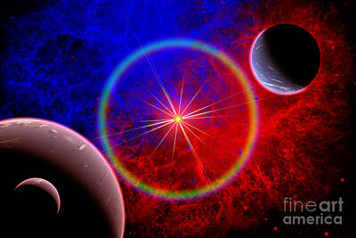 Surrealism Royalty-Free and Rights-Managed Images - A Distant Alien Star System by Mark Stevenson