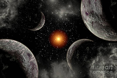 Surrealism Digital Art - A Globular Star Cluster With A Red by Mark Stevenson