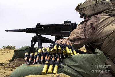 Birds Royalty-Free and Rights-Managed Images - A U.s. Marine Fires An M2 .50 Caliber by Stocktrek Images