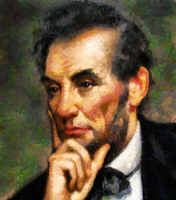 Politicians Paintings - Abraham Lincoln - Abstract Realism by Georgiana Romanovna