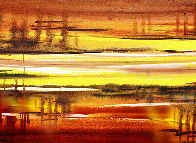 Abstract Landscape Royalty Free Images - Abstract Landscape Warm Reflections Royalty-Free Image by Irina Sztukowski