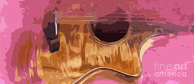 Musician Digital Art - Acoustic Guitar 3 by Drawspots Illustrations