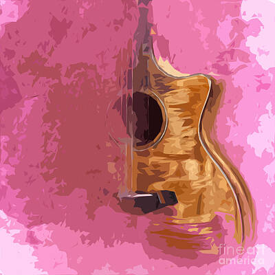 Musician Digital Art - Acoustic Guitar 5 by Drawspots Illustrations