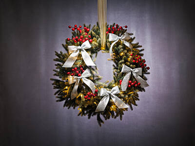 Lady Bug - Advent wreath over silver background by U Schade