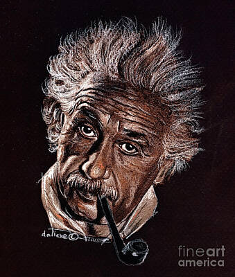 Best Sellers - Portraits Drawings - Albert Einstein Portrait by Daliana Pacuraru