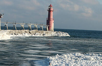 Nikki Vig Royalty-Free and Rights-Managed Images - Algoma Lighthouse in Winter by Nikki Vig