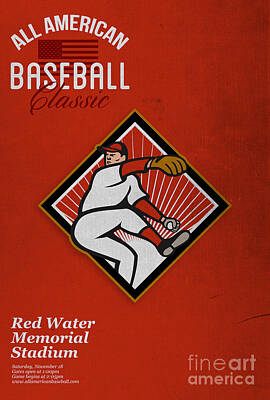 Baseball Digital Art - All American Baseball Classic Vintage Poster by Aloysius Patrimonio