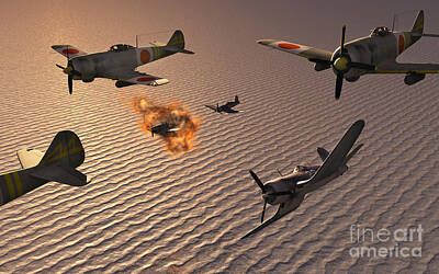 Landmarks Royalty Free Images - American F4u Corsair Aircraft Attacking Royalty-Free Image by Mark Stevenson
