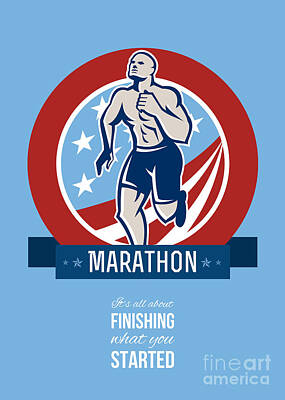 Athletes Digital Art - American Marathon Runner Retro Poster by Aloysius Patrimonio