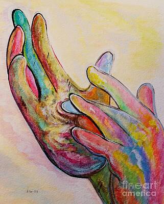 Surrealism Painting Rights Managed Images - American Sign Language Jesus Royalty-Free Image by Eloise Schneider Mote