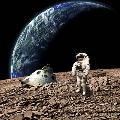 Science Fiction Royalty-Free and Rights-Managed Images - An Astronaut Surveys His Situation by Marc Ward