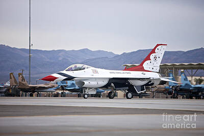 Go For Gold - An F-16c Thunderbird Taxis by Terry Moore