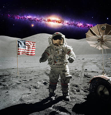 Science Fiction Rights Managed Images - Apollo Astronaut on the lunar surface Royalty-Free Image by Celestial Images